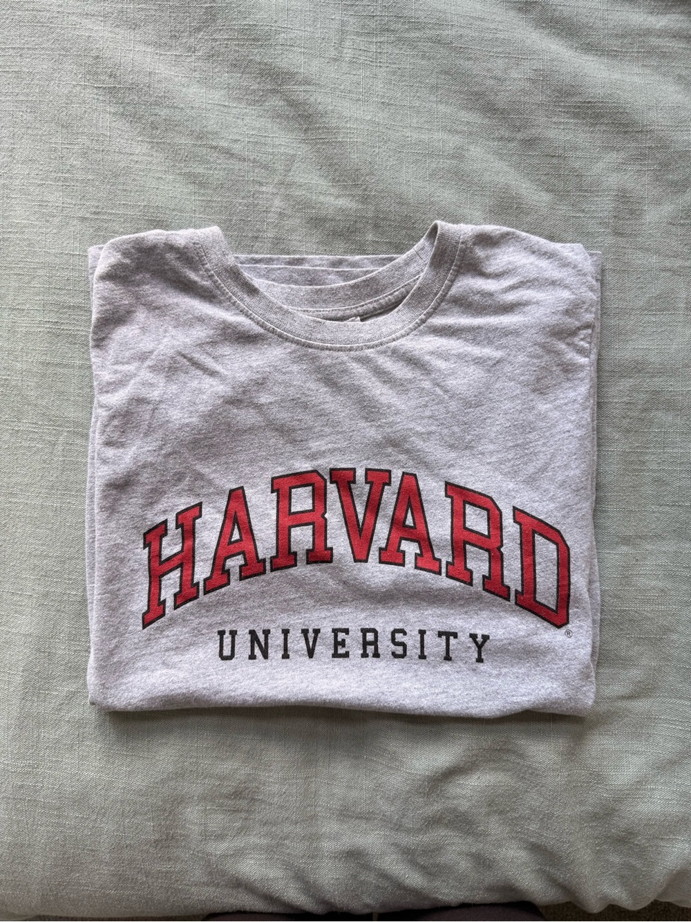 Harvard Gray Short-Sleeve Crewneck T-Shirt with Red Logo